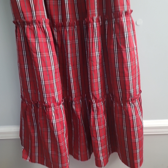 J.Marie Rayna Plaid Square Neck Ruched Puff Sleeve Midi Dress - Picture 8 of 8